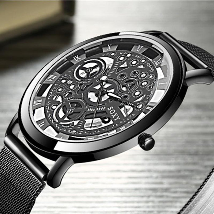 Hollow Steel Watches Men Retro Hombre Quartz Wrist Watch