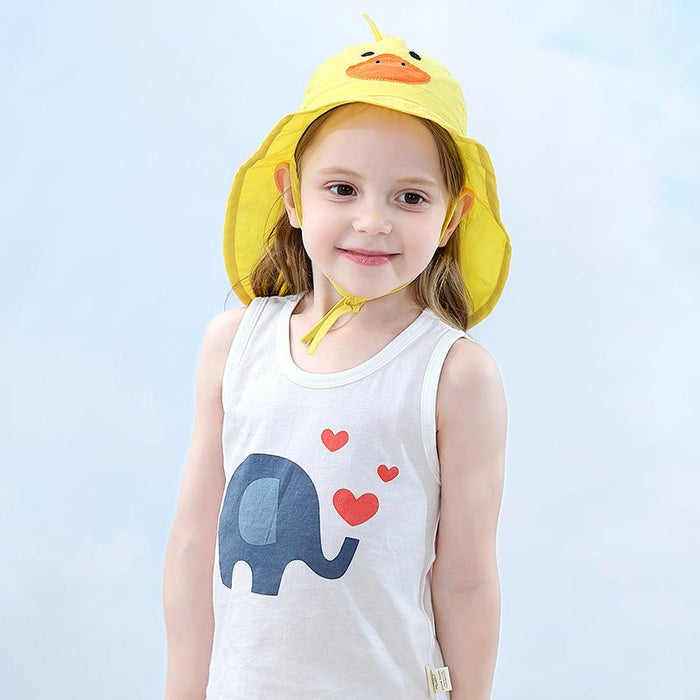 Cartoon Little Yellow Duck Outdoor Sunscreen Thin Children's Shawl Hat