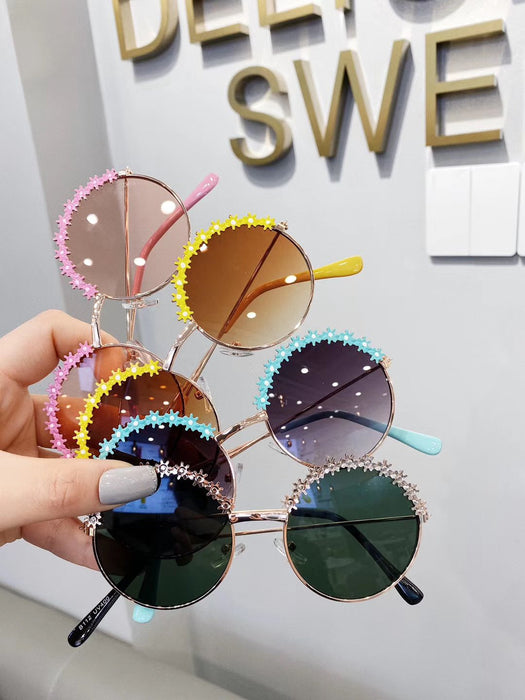 Metallic texture of children's flower Sunglasses