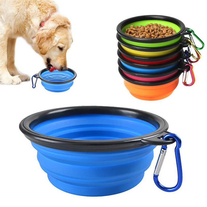 1000ML Silicone Dog Feeding Bowl With Carabiner Folding Cat Bowl