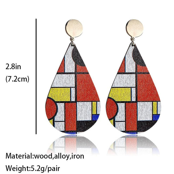 Trendy Simple Bohemian Drop Shape Wooden Earrings
