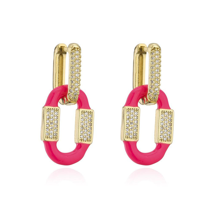 New 7 Colors Oil Drop Gold Color Zircon Women's Earrings