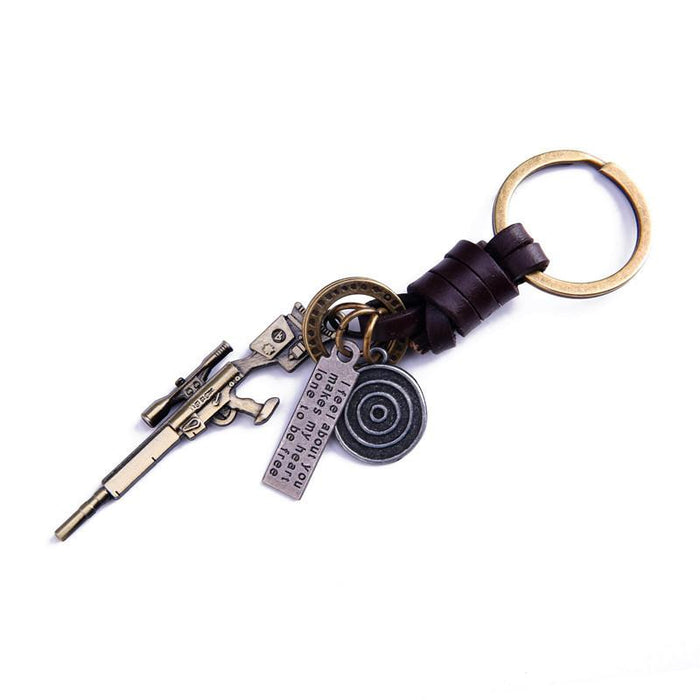 Vintage key chain punk leather metal key chain creative personality key chain