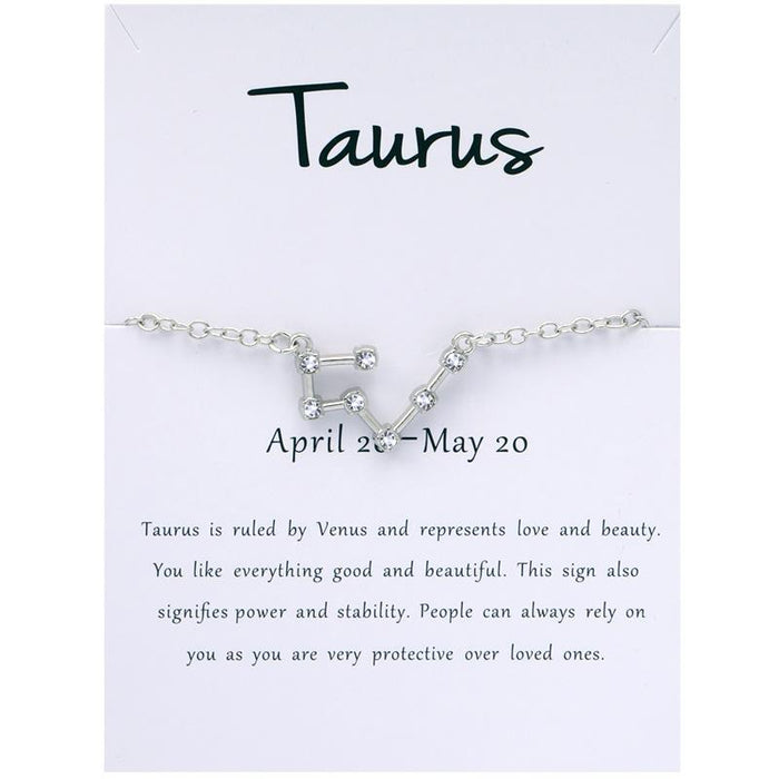 Twelve Constellations Bracelet Rhinestone Card Bracelet