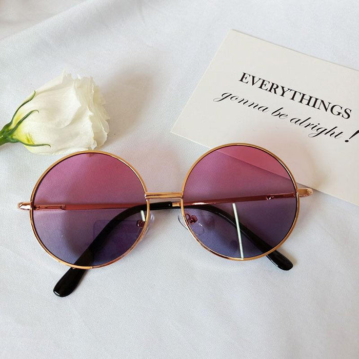 Simple Round Frame Retro Color Lens Children's Sunglasses