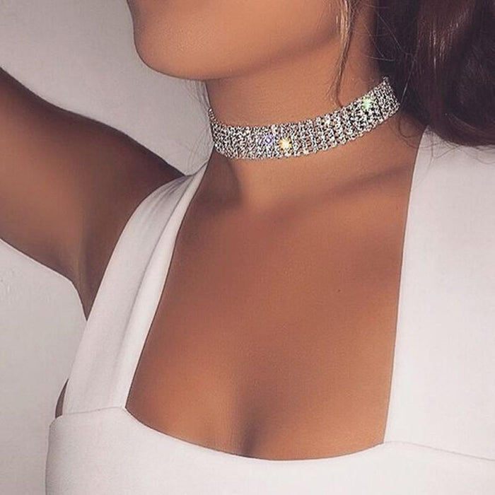 Hip Hop Choker Inlay Rhinestone Collar