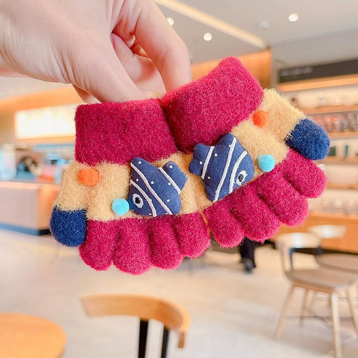 0-3 Years Old Winter Baby Cute Knitting Cartoon Gloves