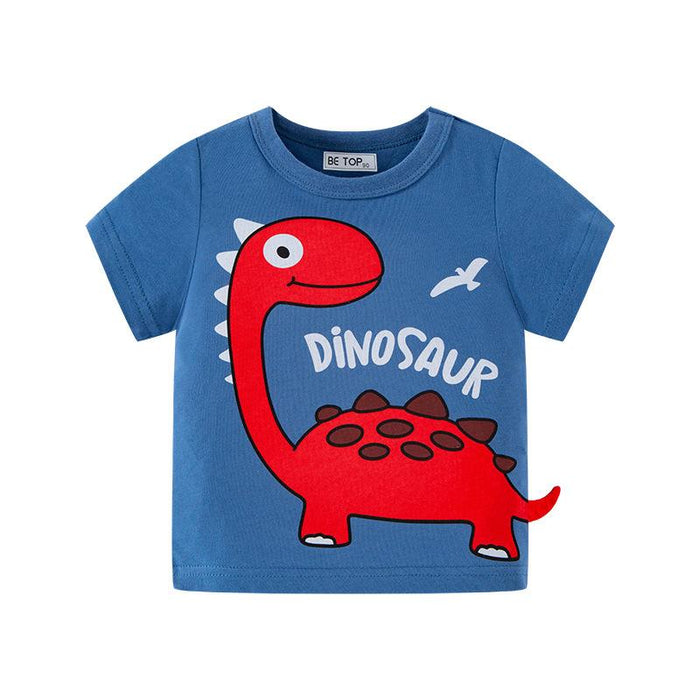 Children's T-shirt summer Korean boys' short sleeved dinosaur cartoon top