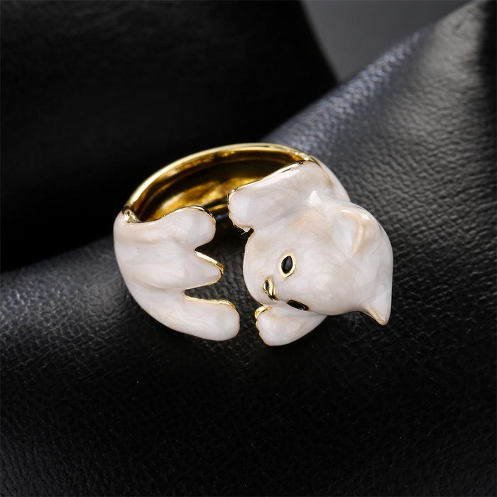 New Personality Kitten Gold Color Open Ring