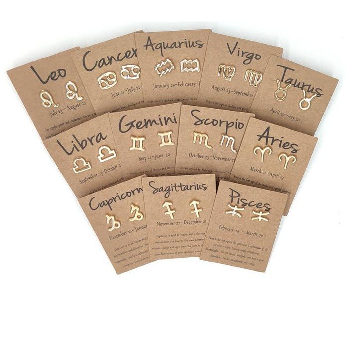 Twelve Constellations Brown Constellation Card Earrings