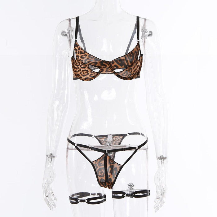 Sexy Leopard Underwear Hollow Sexy Lingerie Set