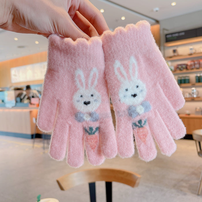 Winter Baby Sweet Cartoon Knitted Yarn Keep Warm Gloves