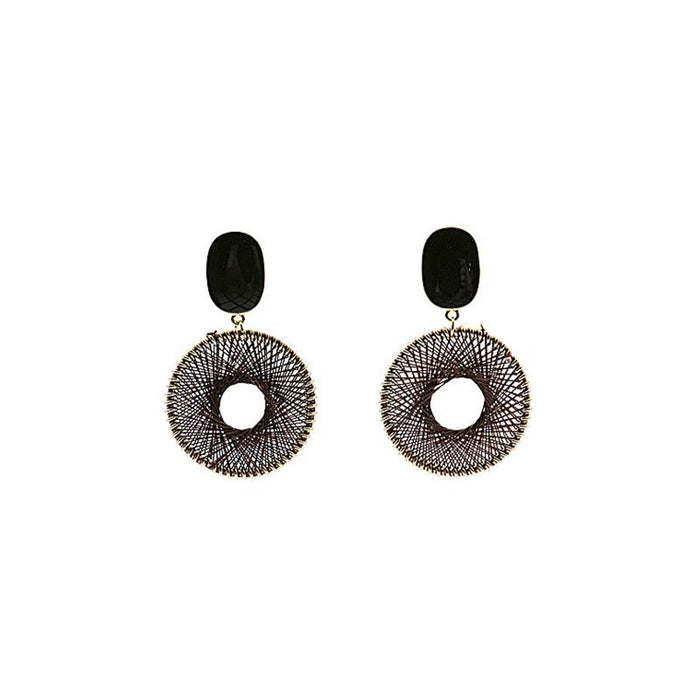 New Oil Dripping Rectangular Woven Round Earrings