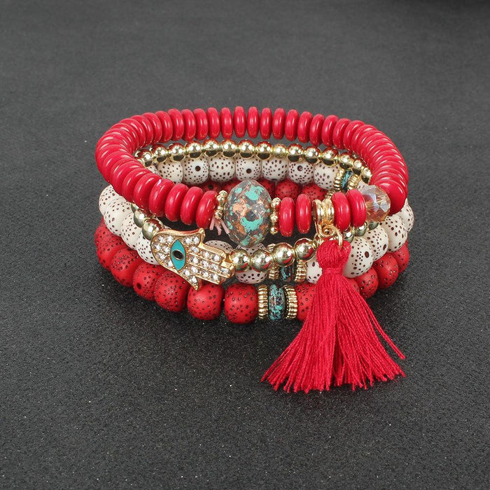 Simple and Fashionable Turquoise Tassel Beaded Bracelet Accessories