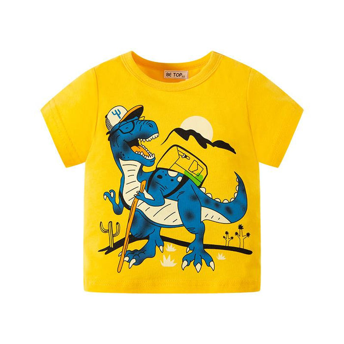 Children's T-shirt cartoon dinosaur Top Men's short sleeved cotton clothes sweater