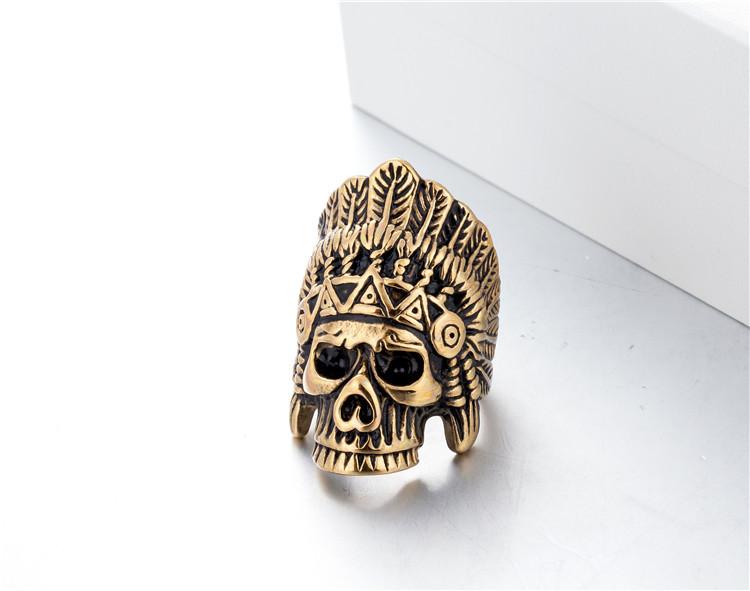 Retro Indian Chief Index Finger Ring Punk Men's and Women's Titanium Steel Ring