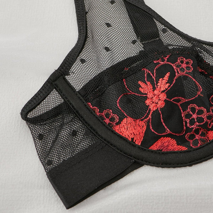Sexy Lingerie Women's Mesh Embroidery Underwear Set