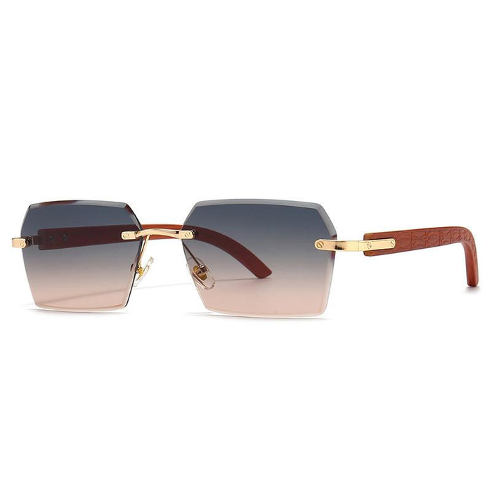 Men's and women's small frame personalized metal rimless Sunglasses