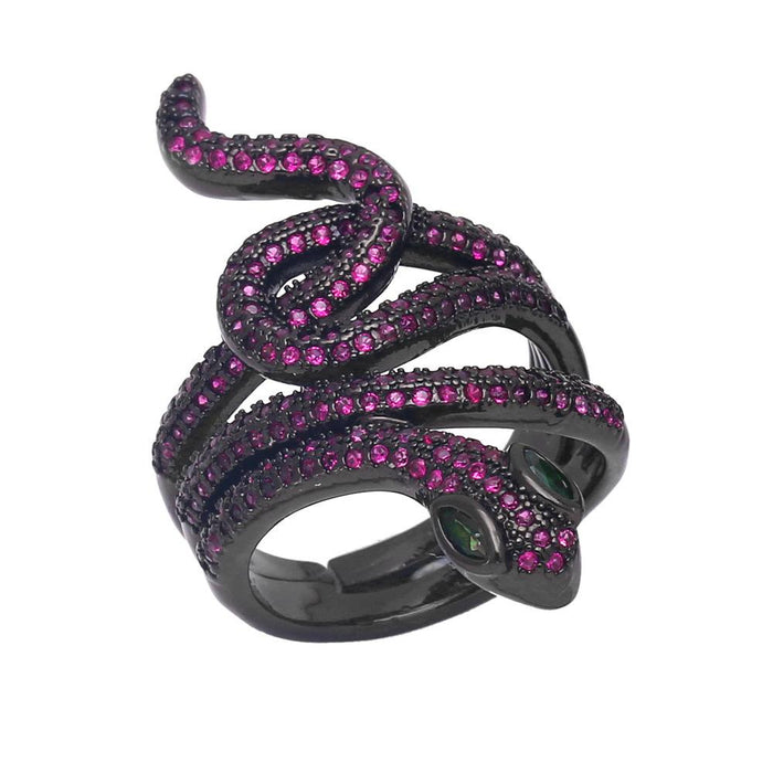 Fashion Personality Exaggerated Gun Black Micro Inlaid Zircon Snake Ring