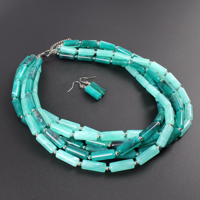 Female Jewelry Two-color Cylindrical Necklace