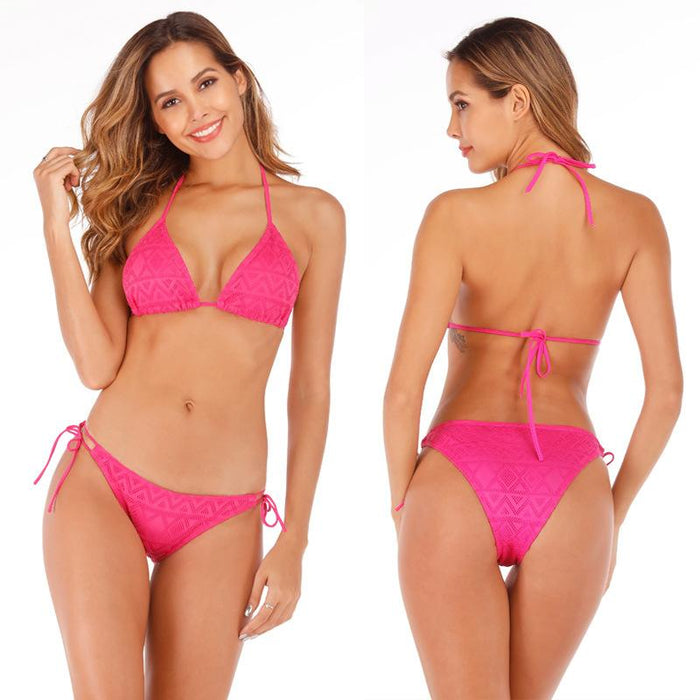 Sexy Mesh Lace Up Backless Triangle Bikini