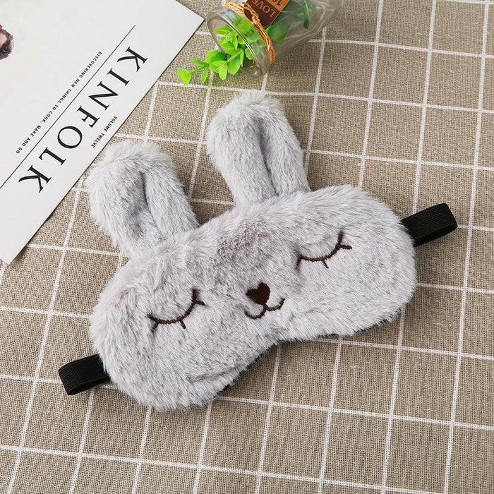 Cartoon Shading Cute Plush Squinting Rabbit Eye Mask