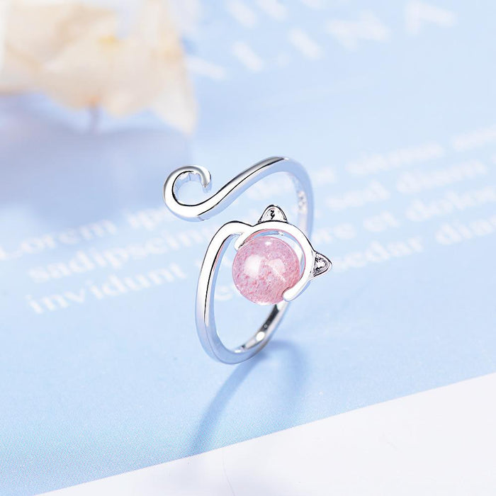 Little Fresh Pink Cat Temperament Open Ring