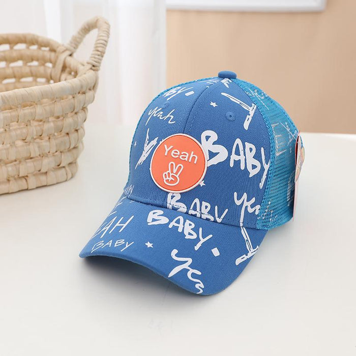 Summer BABY Graffiti Print Kids Sunshade Mesh Cap