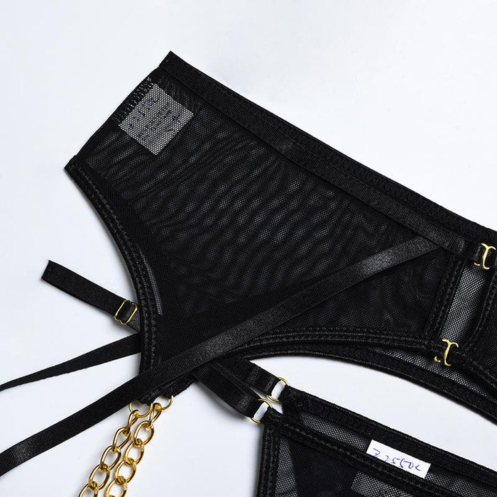 Summer Metal Chain Suspenders Underwear Mesh Sexy Lingerie