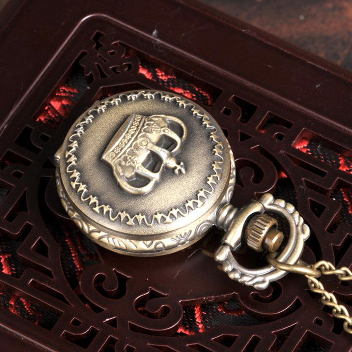 Small Retro Full Cover Solid Crown Pocket Watch Ll3740