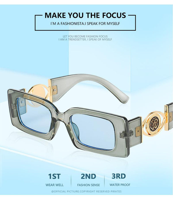 Square small frame metal sunglasses
