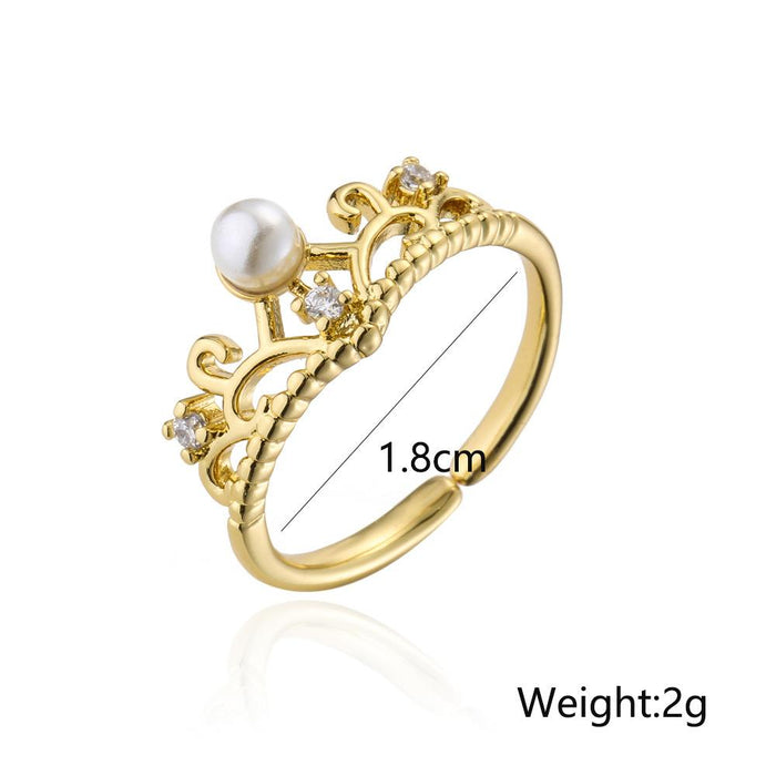 Fashion Personalized Zircon Crown Geometric Opening Ring