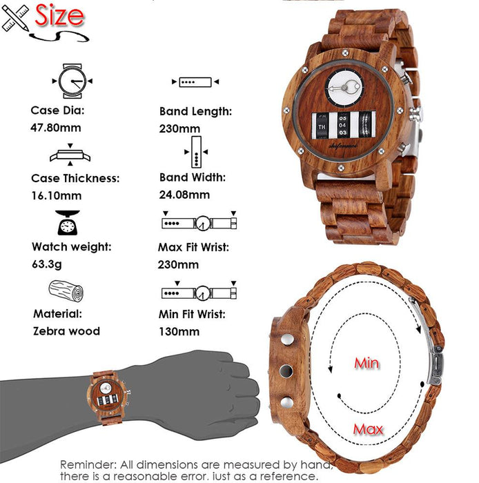 Multifunctional Men's Wooden Watch Outdoor Sports Watch