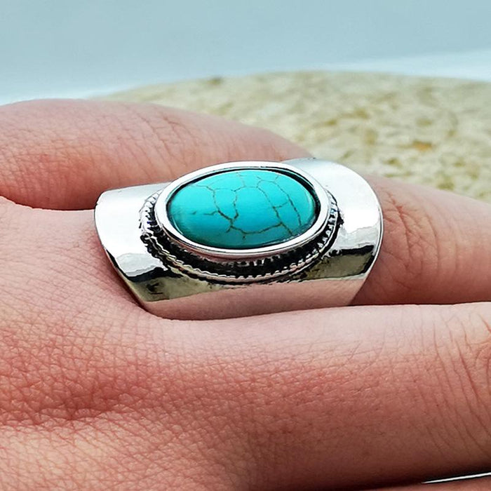 Exaggerated Fashion Personality Natural Turquoise Ring