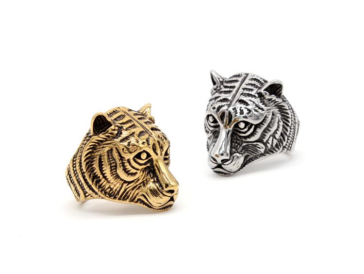 Personalized Tiger Head Men's Titanium Steel Ring Animal Ring