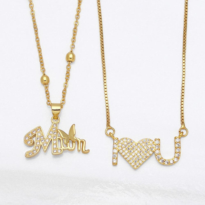 Personality Lovely Butterfly Diamond Clavicle Chain Love Letter Necklace