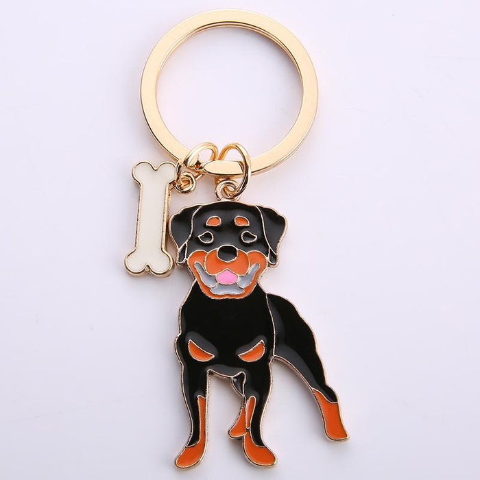 Multicolor Pet Dog Painted Zinc Alloy Keychain