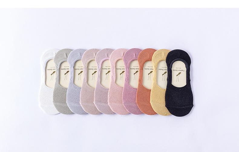 Spring and Summer Thin Cotton Colored Mesh Women's Socks