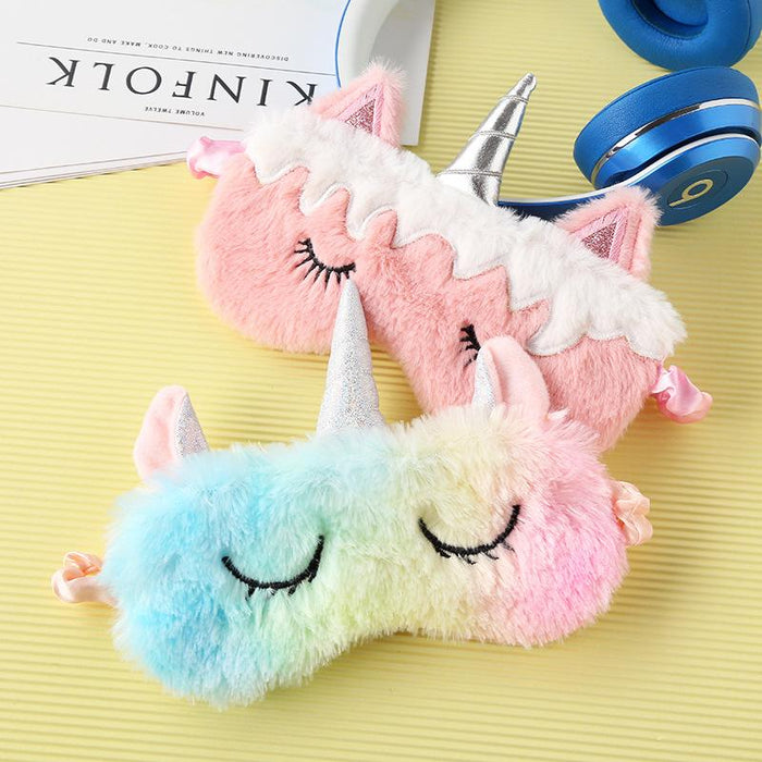 Cartoon Pink Gradient Colorful Unicorn Blindfold Eye Mask