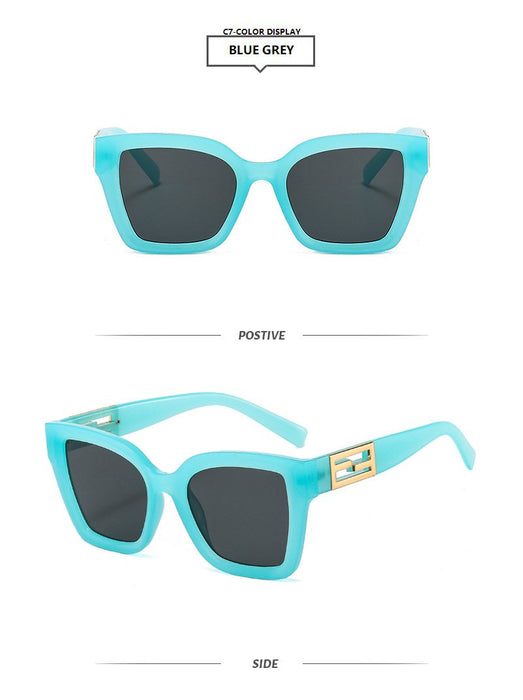 Metal square personalized stripe Sunglasses