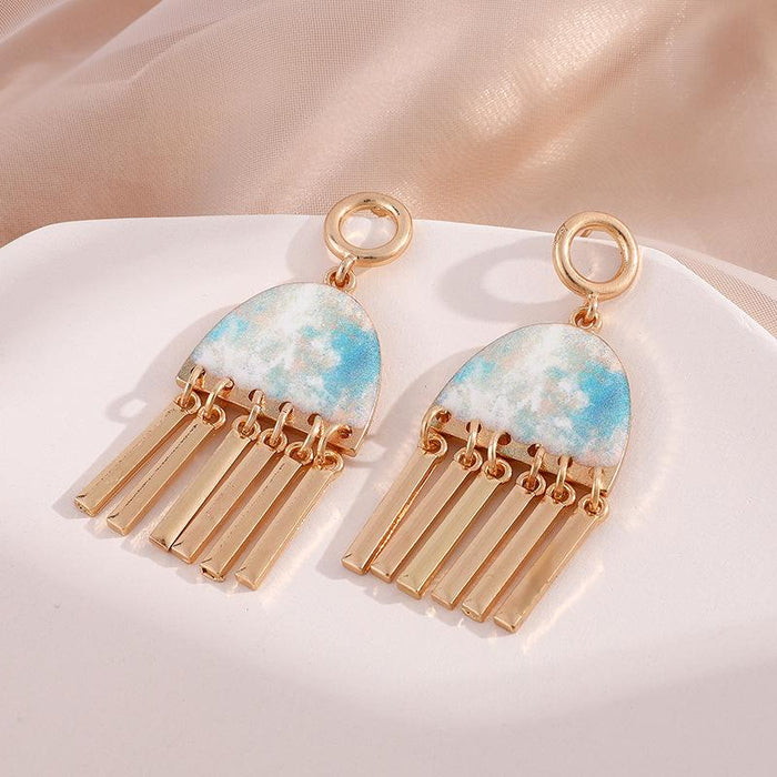 Simple Fashion Tassel Oil Painting Women's Earrings