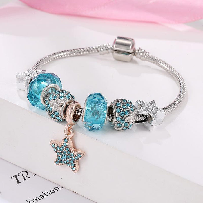 Starfish Pendant Star Diamond Beaded Bracelet