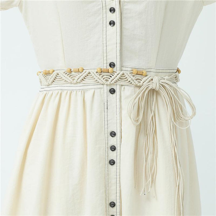 Bohemian Vintage woven national style thin belt waist chain dress decoration