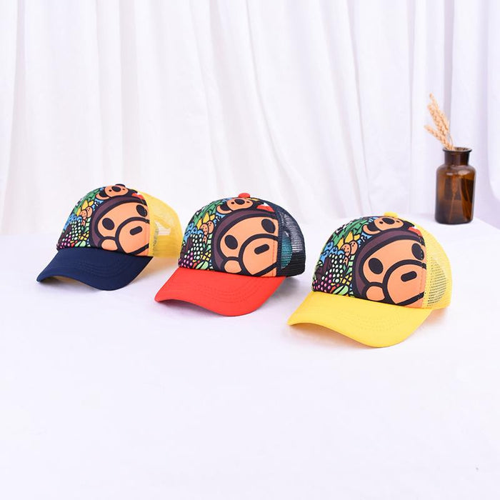 Children's Summer Outdoor Cute Cartoon Monkey Net Cap