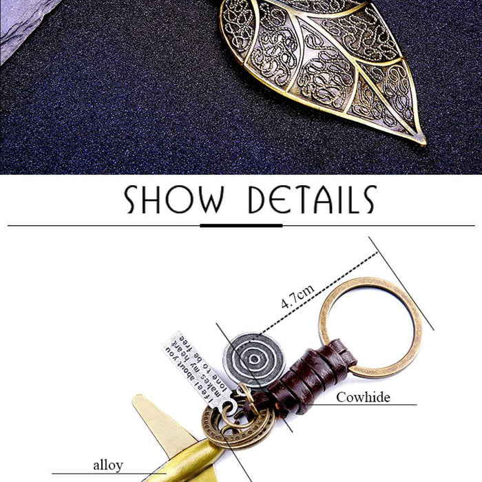 Vintage key chain punk leather metal key chain creative personality key chain