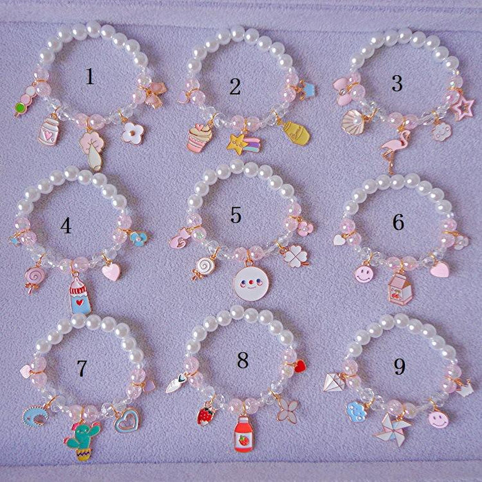 Colorful Children's Flash Bead Bracelet Beaded Cartoon Pendant