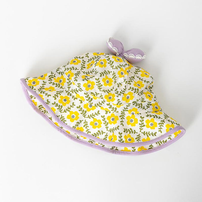Summer Outdoor Floral Bow Children's Bucket Hat