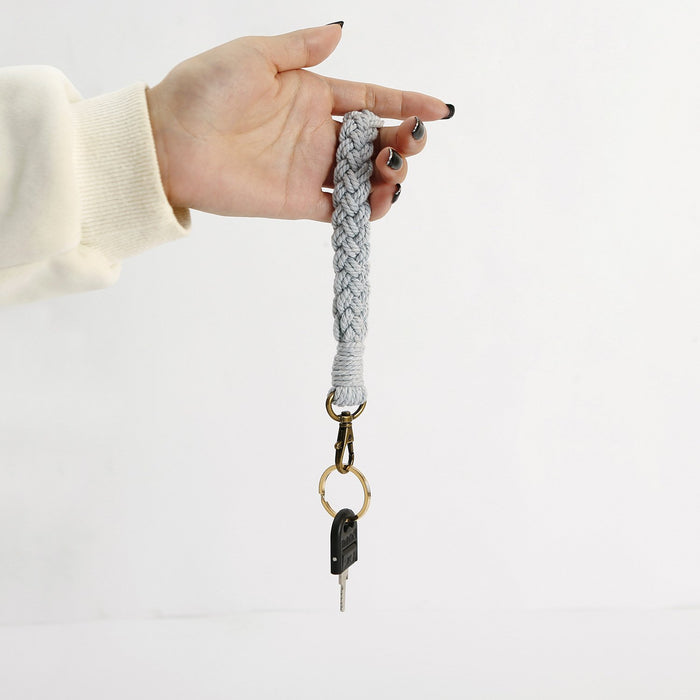 Hand woven cotton rope wristband key chain