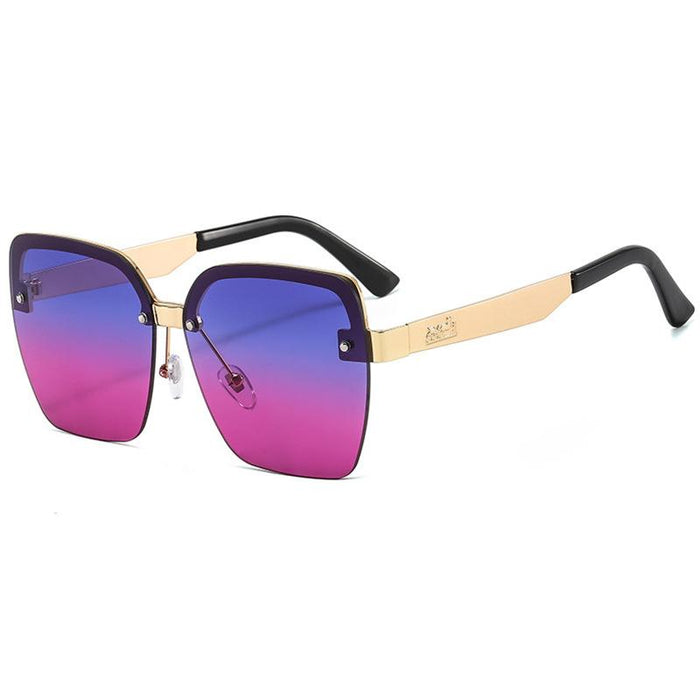 Metal ocean color half frame sunglasses