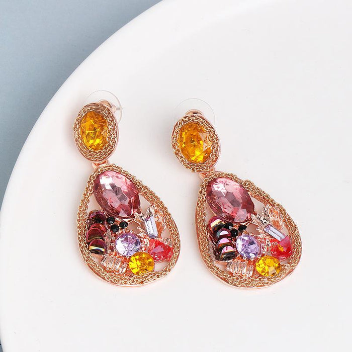 Creative Personality Hollow Out Women's Earring Accessories Inlaid Rhinestone